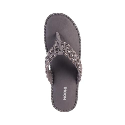 Mochi Women Grey Thong Comfort Slip-on Sandal UK/4 EU/37 (44-151)