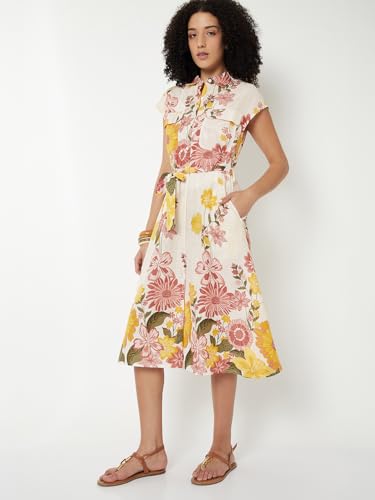 Max Kalki x Max Floral Print Shirt Dress (White_XL)