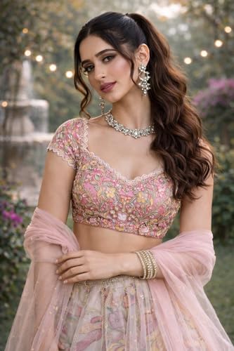 RANGOLI ART Lehenga Choli For Womens Pure Chinon Silk Fabric With Beautiful Embroidey Work Chaniya choli wedding-letest-fashion Light Colour