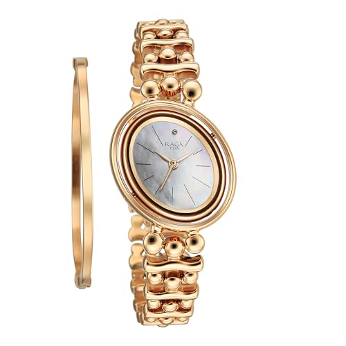 Titan Raga Glimmers Quartz White Shaped Dial Women's Watch | Water Resistant Watch | Watches for Women Analog - 95202WM01F