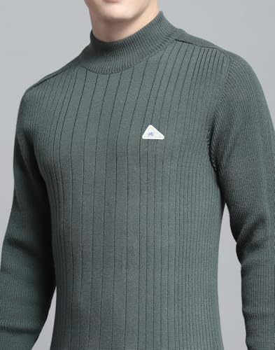 Monte Carlo Mens Solid Olive Mock Neck Full Sleeve Pullover_1240567TN-2472