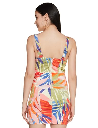 GUESS Women's SL Brooklyn Dress-ECO LY Refined SS Satin 310 Mini Casual (W3YK59W93C2P32B_Havana Print_M)