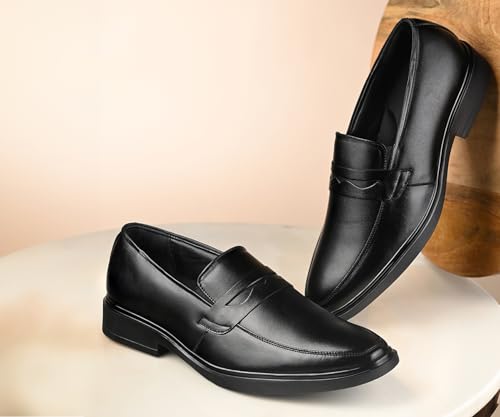LOUIS STITCH Jet Black Lightweight Slip-On Moccasin Shoe | Formal Shoes for Men | LSFXSOJB | UK-6