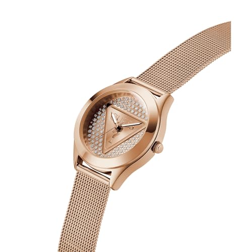 GUESS Glitz Plaque Rose Gold Round Dial Analog Women's Watch - GW0835L3