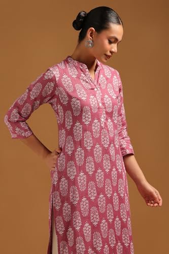 Soch Womens Onion Pink Cotton Botanical Kurta