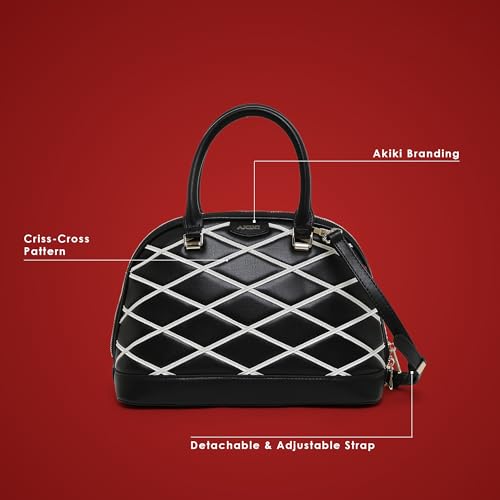 Akiki London Women's Buckingham Dome Satchel Handbag|Quilted Pattern|Stylish Handbag|Office Handbag for Women