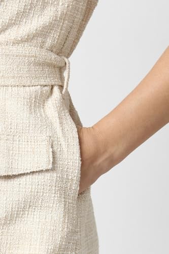 Women Beige Textured Formal Dress