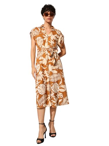 ONLY Women's Fit and Flare Brown Dress