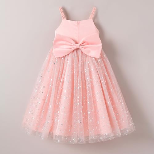 Hopscotch Girls Pink Sleeveless Beaded Strap Party Dress for Age (6-8 Years)