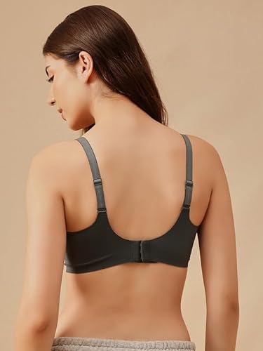 Clovia Women's Padded Non-Wired Full Coverage Seamless Bonded Full Coverage Multiway T-Shirt Bra (BR5061R05_Grey_XXL)