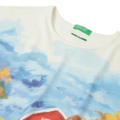 United Colors of Benetton Girl's Graphic Print Cropped Shirts (25A3099G3214I901_Off White