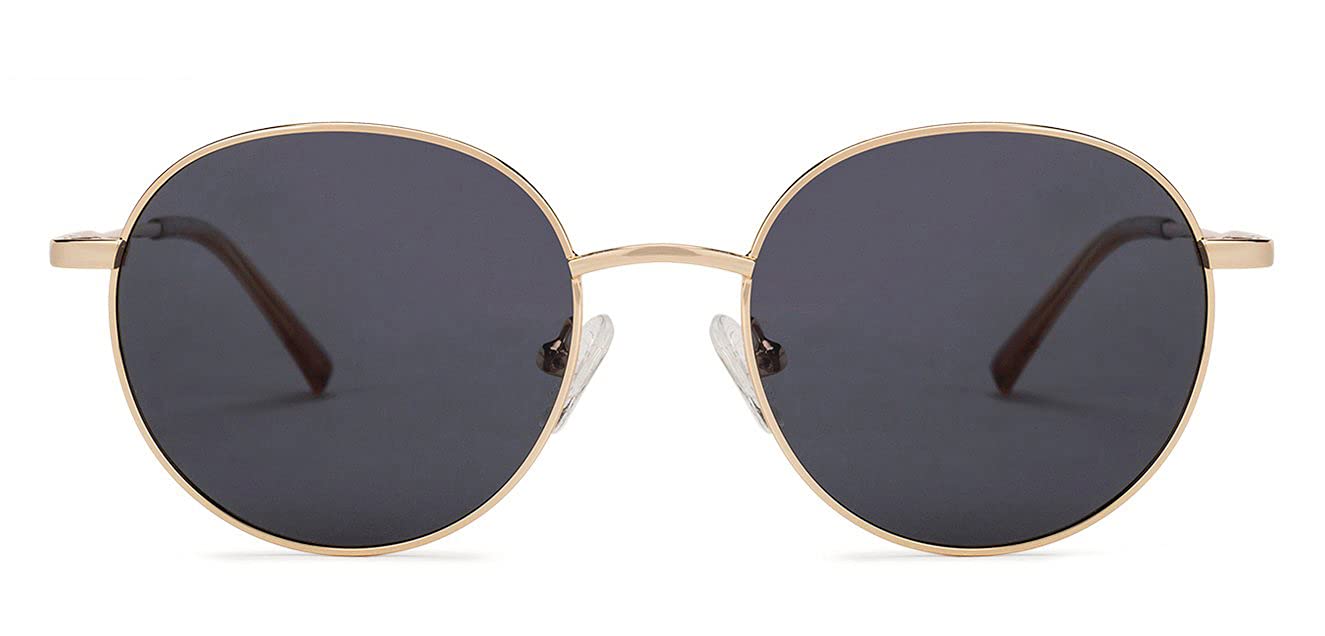 VINCENT CHASE EYEWEAR Polarized and 100% UV Protected | Golden-Grey Full Rim Round | Stylish & Premium Sunglasses | For Men & Women | Medium | VC S13112