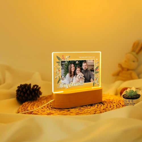 CRAFTY MARVELS Personalized Photo Lamp, Night Light Plaque,Couple, Anniversary, Merry Christmas Gift, Custom Led Night Light, Gift for Her Him Family Friends, 7x7 inch