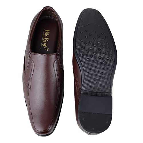 HIKBI Shearling Goat Leather Formal Shoes Office Shoes Mocassion for Men's Brown