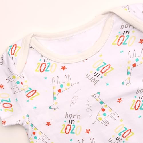 Moms Home Organic Cotton Baby Half Sleeves Bodysuit-Onesie |6-12 Months| - Pack of 5