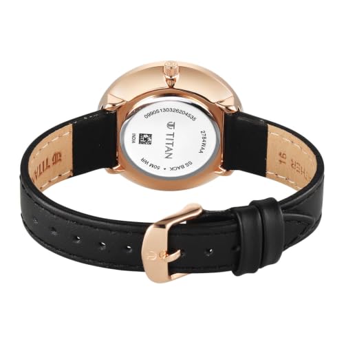 Titan NEO 12 Quartz 3 Hands Round Black Dial, Black Strap Watch for Women - 2784WL02