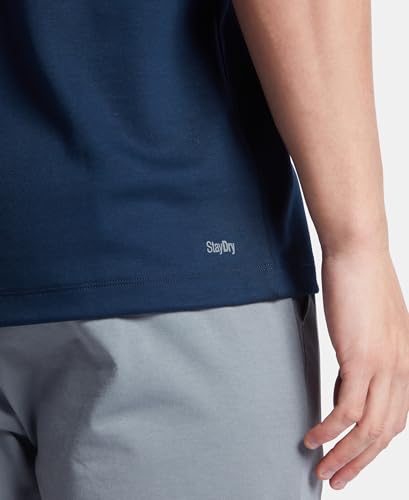 Jockey MV02 Men's Super Combed Cotton Blend Graphic Printed Round Neck Half Sleeve T-Shirt with Stay Fresh Treatment_Navy_S