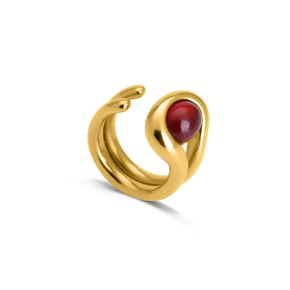 PALMONAS Sleek Statement Gold Ring for Womens - Waterproof & Anti-Tarnish