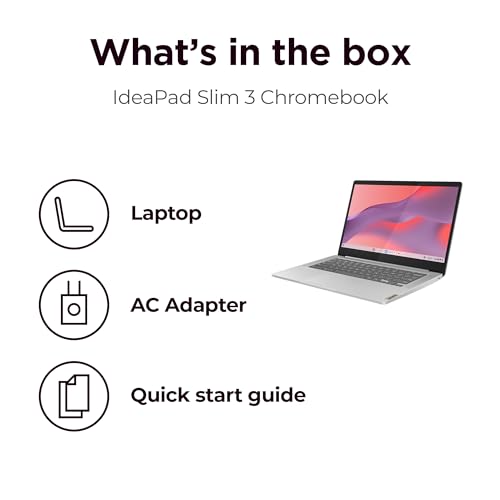 Lenovo IdeaPad Slim 3 Chromebook 14-inch FHD Laptop - (MediaTek Kompanio 520, 4GB RAM, 64GB eMMC, ChromeOS)