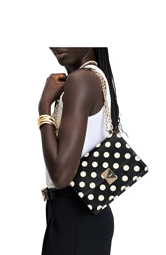 kate spade new york Women's Deco Leather Flap Chain Crossbody, Black Polka Dot, One Size