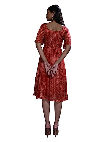 Zink London Women's Rust Printed A-Line Midi