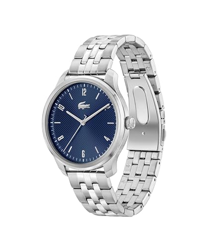 Lacoste Lisbon Qtz Basic Navy Round Dial Men's Watch|Stainless Steel Material|Silver Color Band - 2011325