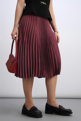 Women Maroon Solid Formal Skirt