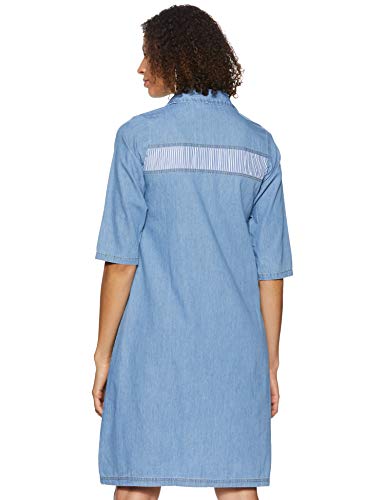 pluss Women's Georgette a-line Knee-Long Dress (LDR4729-BATAWASH_Blue_M)