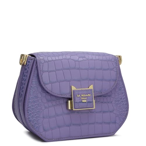 Da Milano Genuine Leather Purple Sling Bag (01791) (Small)
