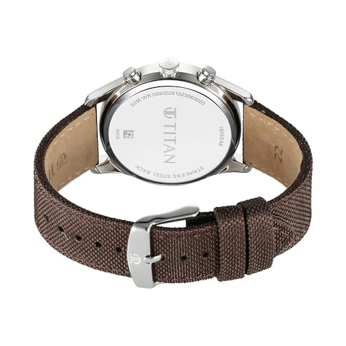 Titan Wrist with Quartz Multifunction Brown Dial Brown Leather Strap Watch for Men - NT1805SL12