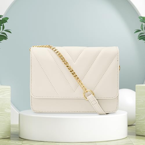 Fastrack Quilted Brunch Sling Bag for Women, Girls and Ladies | Ladies Purse Handbag | Made of Faux Leather