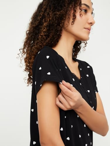 Max Women's Cotton Casual Nightgown (KG1108_Black_L)