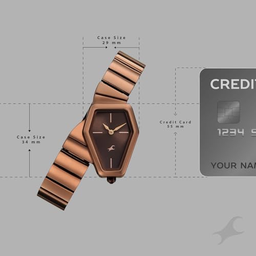 Fastrack Wild Viper-Inspired Unique Shaped Brown Dial IP Brown Stainless Steel Strap Watch for Women - 6323QM01