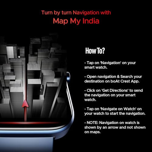 boAt Storm Call 3 w/Turn-by-Turn Navigation, 1.83” HD Display, Bluetooth Calling, Crest+ OS, QR Tray, Watch Face Studio, Coins, Emergency SOS Smart Watch for Men & Women(Dark Blue)