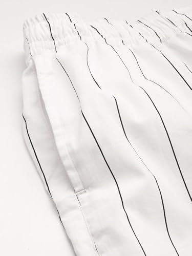 Hancock Men Pure Cotton Striped Pyjama Set White-M