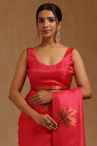 Soch Womens Red Tussar Tropical Saree