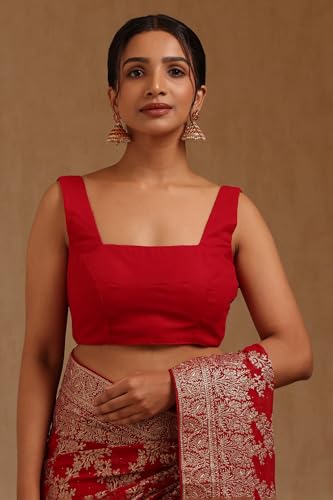 Soch Womens Fuchsia Georgette Embroidered Saree With Zari