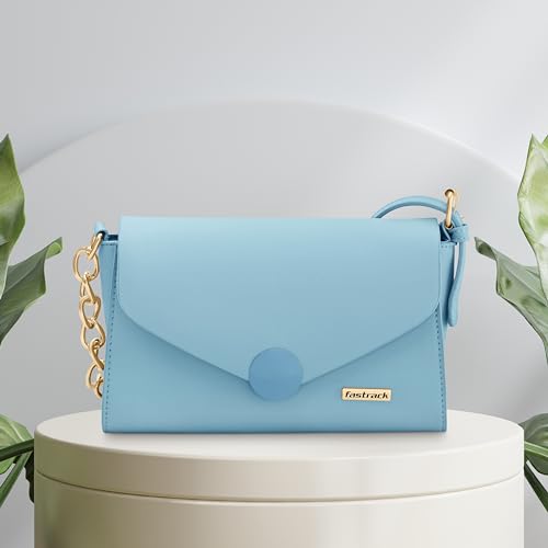 Fastrack Structured Monochrome Sling Bag for Women, Girls and Ladies | with Semi-Chain Strap