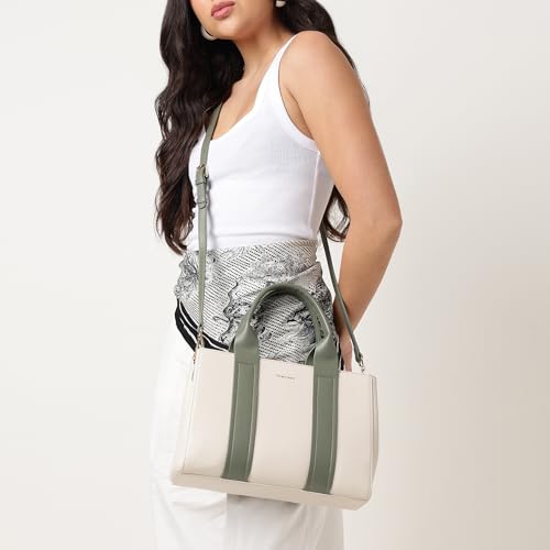 Fastrack Frosted Mint satchel| Women’s Pebbled Faux-Leather Satchel | Dual Compartments, Centre Zip Divider & dual carry option