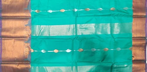 VFCollections Women's Kanchipuram Silk Saree with Rich Royal Golden Zari and Traditional Border – With Blouse (VFC682-8)