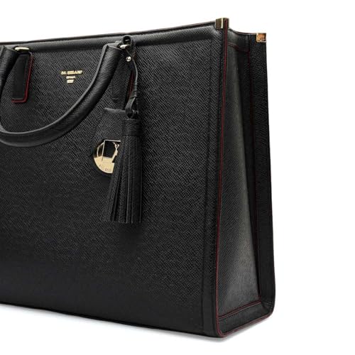 Da Milano Leather Black Book Tote for Women (01236MOL)