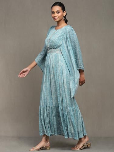 Ritu Kumar Blue Botanic Print Long Dress