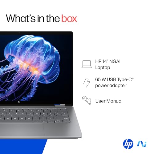 HP Omnibook X Flip OLED (Previously Envy) Intel Core Ultra 5 226V, 40 Tops (16GB LPDDR5x, 1TB SSD) 3K,120hz, 14''/35.6cm, 2-in-1, Win11, M365* Office24, Silver, 1.38kg, fm0099TU Next Gen AI Laptop
