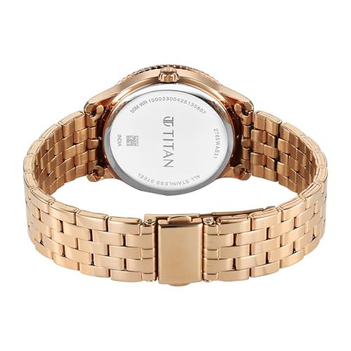 Titan Purple Sports Fashion Quartz Dark Purple Dial Stainless Steel Strap Watch for Women