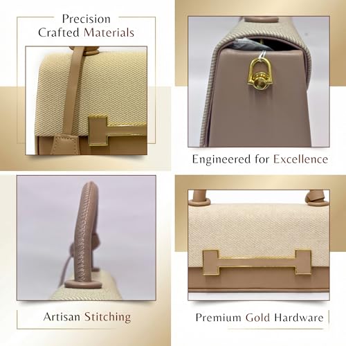 KUNCHI PRISM Textured Flap Top Handle Handbag for Women with Detachable Sling Strap | Metal Accent Closure | Structured Evening Purse for Parties and Formal Occasions (BROWN)