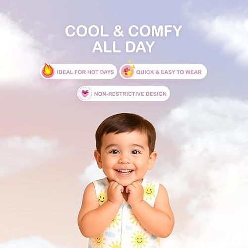 Kidbea Cotton Muslin Jhabla for Newborn Boys & Girls Sleeveless V-Neck Vest with Button Closure | Cute Multi Printed Baby Jabla, Pack of 2 (0-3 Months)