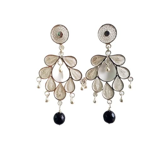 Arteastic Silver Filigree Jewellery Dangle & Drop Earrings For Women (SJ-961)