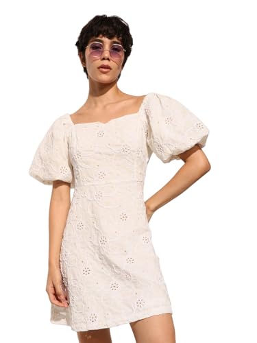 ONLY Women's Fit and Flare White Dress