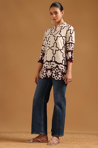 Soch Womens Purple Viscose Geometric Tunic