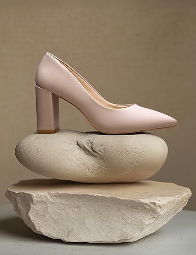 Symbol Premium Women's Block Heel Fawn Pumps_7 UK (AZ-SPW-FTW-PU03)